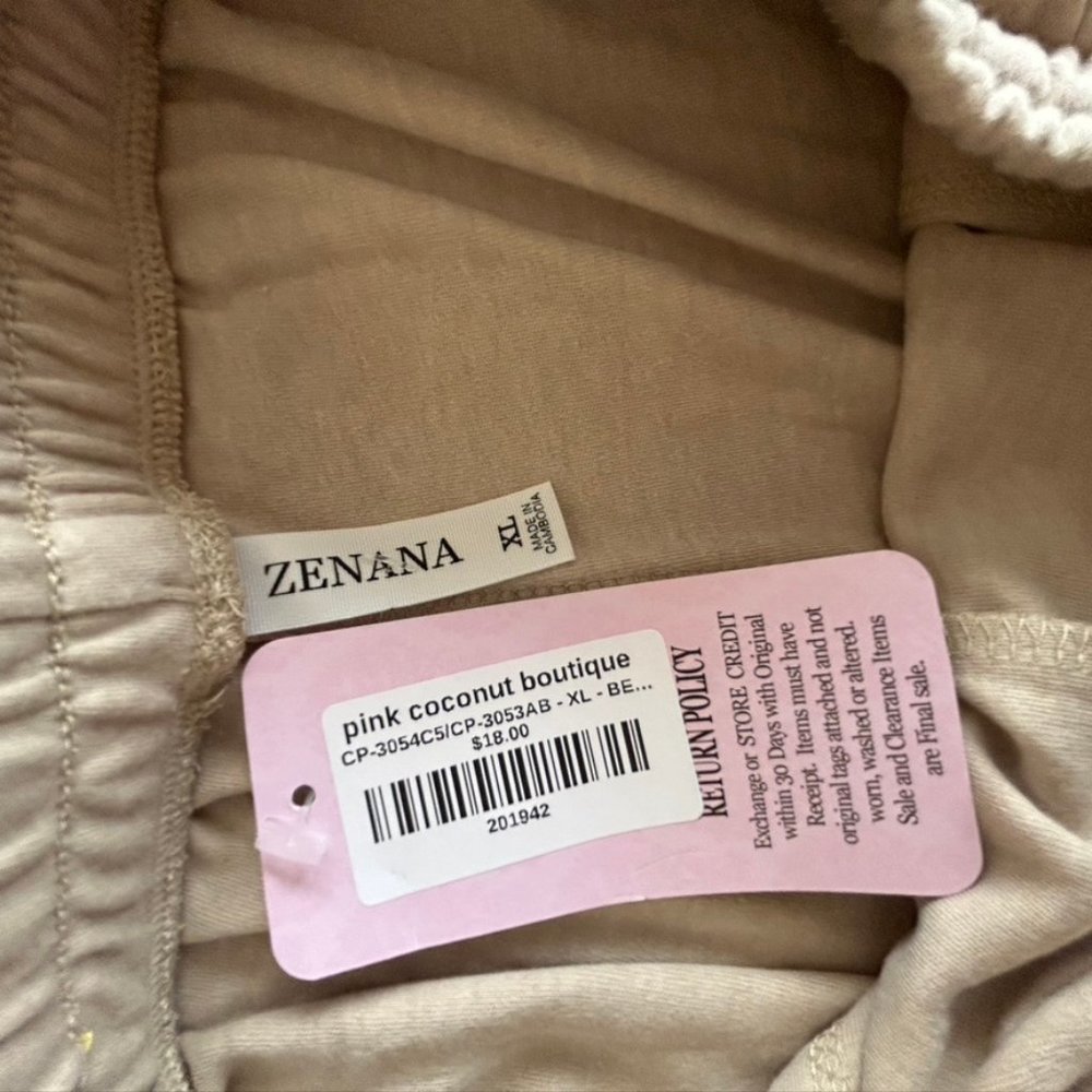 💐🌷Zenana NWT XL Tan Pull-on Shorts with Drawstring and Front Pockets - Picture 3 of 4